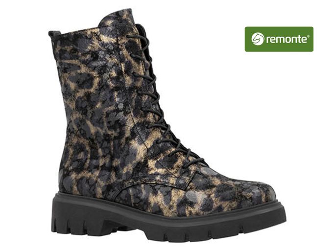 Remonte D1W72 veterboot zwart goud